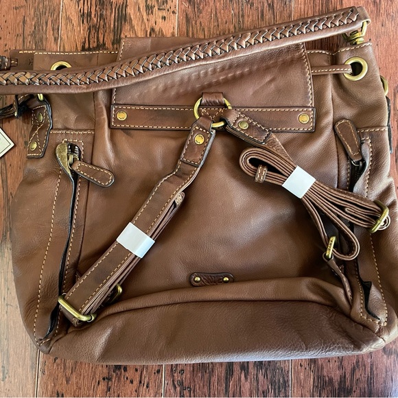 Frye Chestnut Brown Leather Drawstring Shoulder Bag main image 4